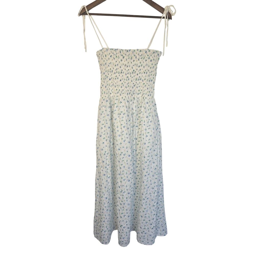 Rails Faith Bluebell Floral Eyelet Smocked Midi Dress NWT Size: L - Picture 3 of 7